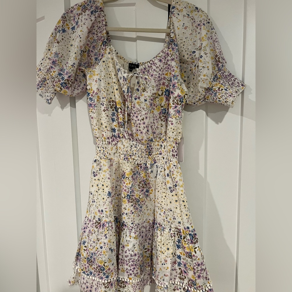 1. State 	
Puff Sleeve Mini Dress in Patchwork Ditsy (brand new, never used)